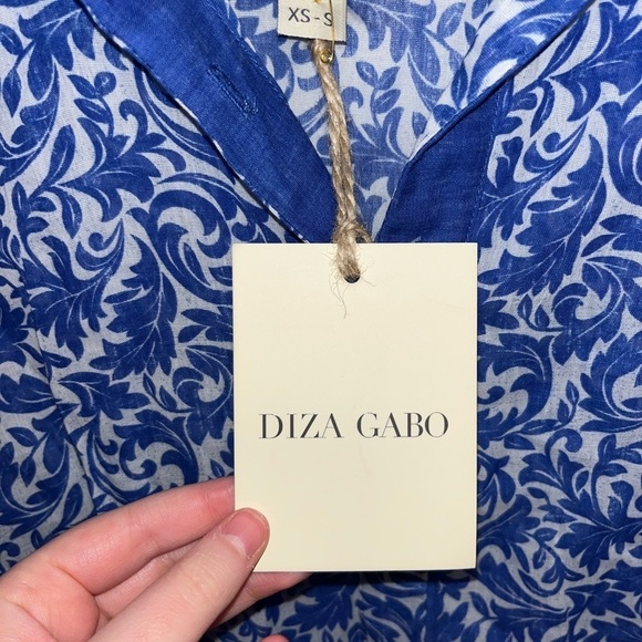 Diza Gabo Button Down Shirt Damask Blue - Picture 5 of 9